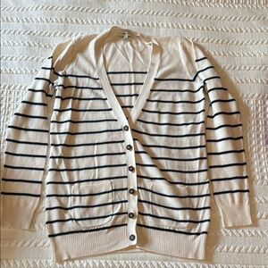 Madewell Cream and dark Navy Striped Cardigan